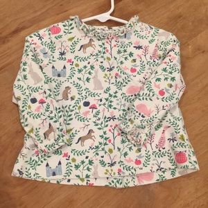 mini boden ruffle neck cotton top